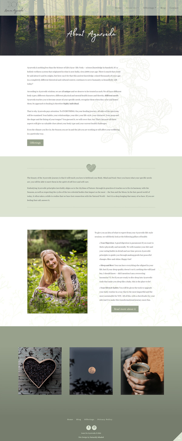 lean-on-aurveda-about-page-naturally-minded-illustration-sophie-taylor-website-design-wellness-business-online